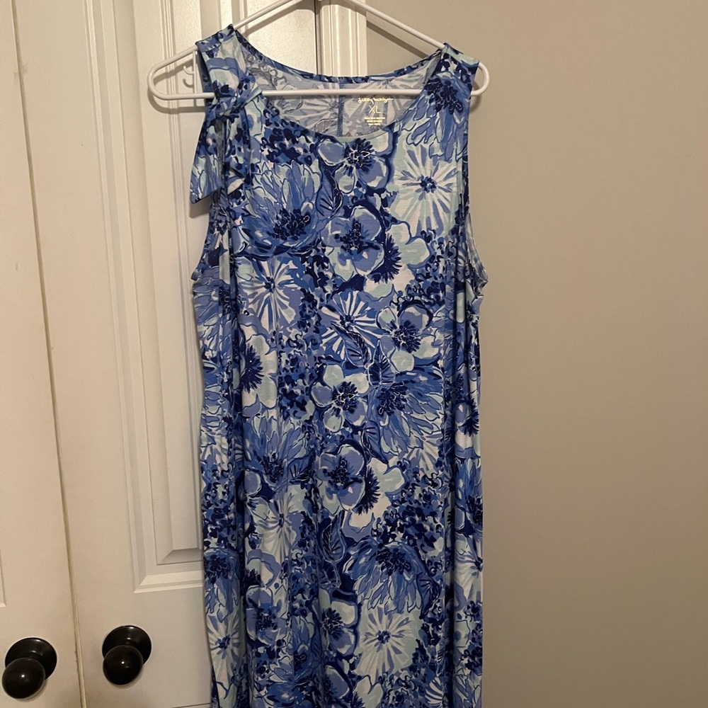 Lilly Pulitzer Blue Floral Sleeveless Dress